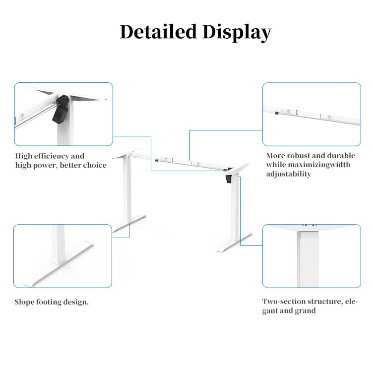 2SAB2(F) standing desk frame Principal detail annotations