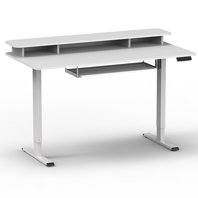 Factory Adjustable Height Desk with Keyboard Tray Stand Up Desk with Storage Shelf