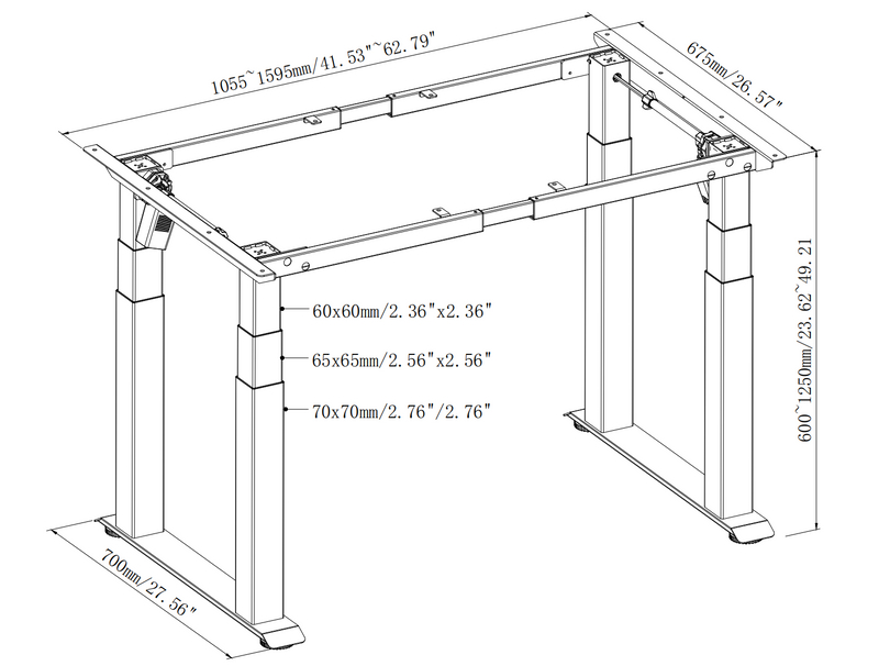 line drawing - Creative DIY Dining Table with Powerful Linkage Mechanism, Extra Stability, Aesthetic Large Square Tube Design, and Electric Height Adjustment - A Must-Have for Home Kitchens!