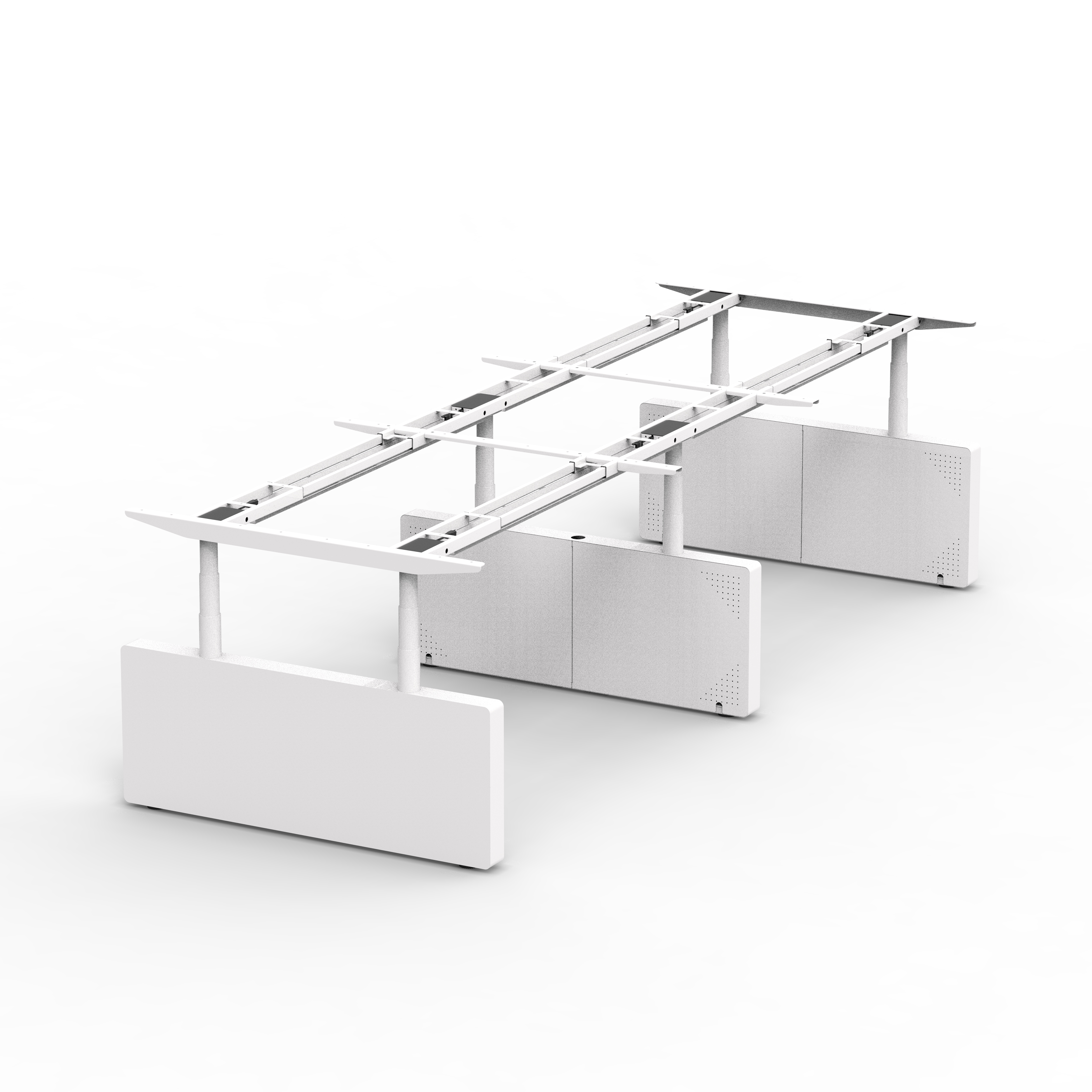 NT33-6DF3 Standing Desk White Frame Structure - Modern Engineering Design for Conference Rooms