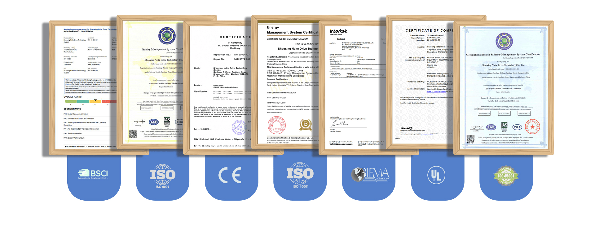 Product certifications including CE, RoHS, UL