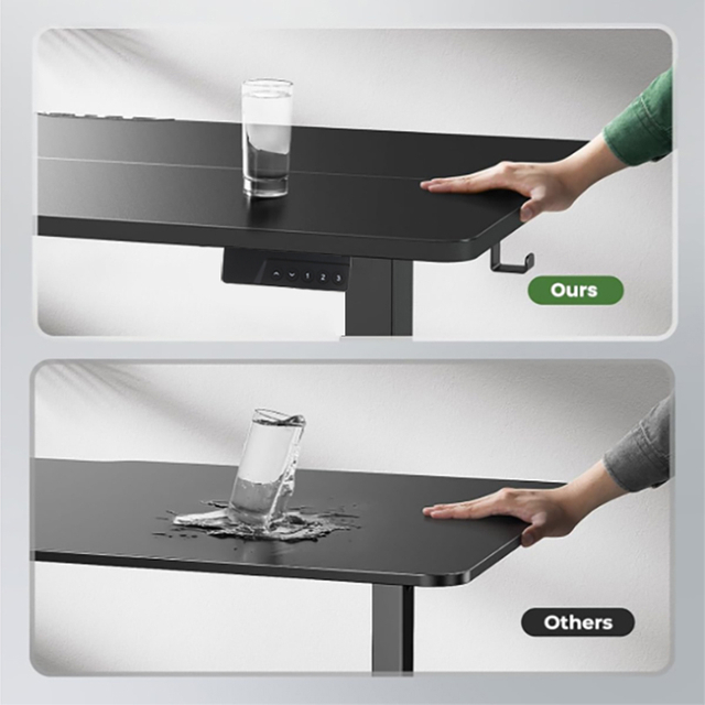 Demonstrating the superior anti-wobble stability of the SACR2 stand-up desk, ensuring a secure and shake-free surface at any height.