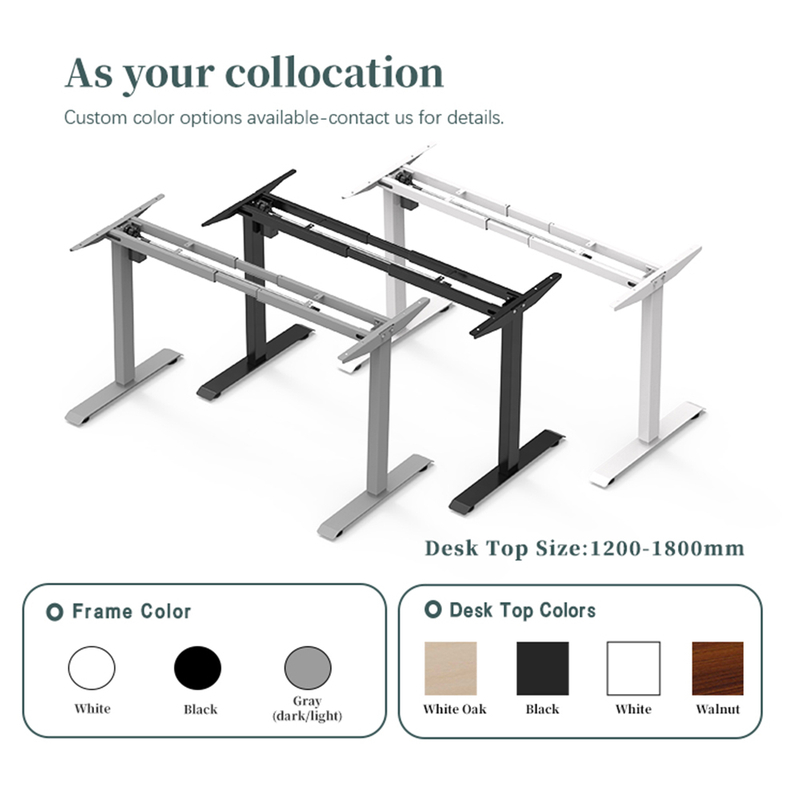 2SACRHF2(C) Electric Height-Adjustable Desk Frame Base in 3 Colors and Optional Tabletop Colors