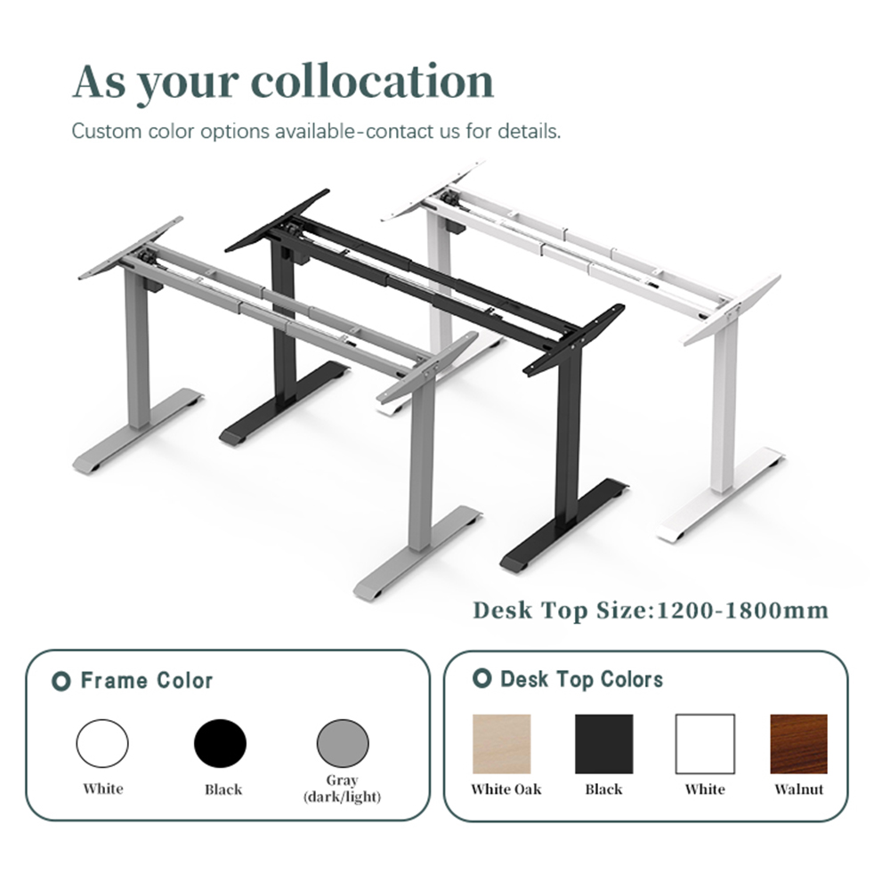 2SACRHF2(C) Electric Height-Adjustable Desk Frame Base in 3 Colors and Optional Tabletop Colors