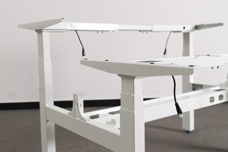 NT33-4A3 dual motor standing desk – underside view showing frame construction