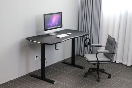 2SBAF2 - GD: Best Streaming & Gaming Standing Desk RGB Lighting, Hooks, Cable Mgmt Stitched Protective Strips on Lifting Legs for Long - life & Smoothness