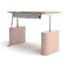 NATE NT33-2DF3 Standing Desk in Grey Steel Frame, White Base, and Natural Wood Desktop for Industrial Aesthetic