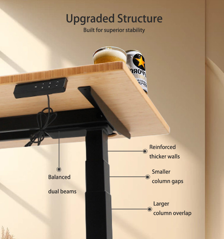 upgraded structure on our sit to stand desk