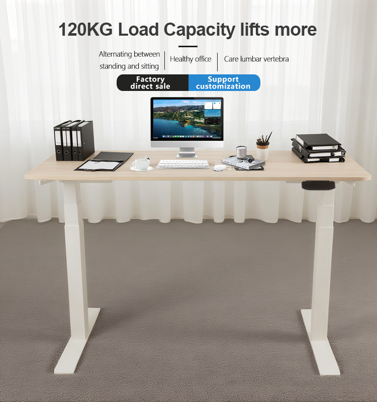 120KG load capacity electric desk, durable dual motor standing desk