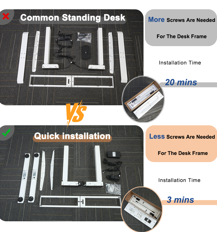 Installation time comparison, fast assembly standing desk