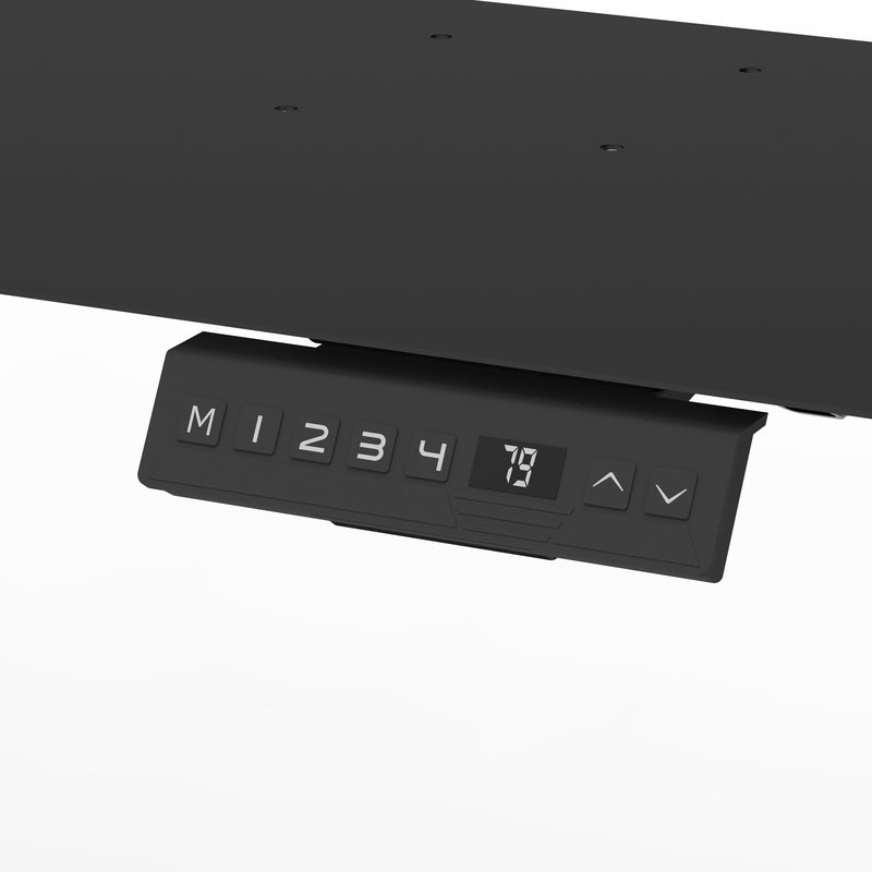 Detail close-up of 2YDTV motorized TV cart and electric lift stand. Highlights the smart controller with digital display and memory preset functions, a key selling point.