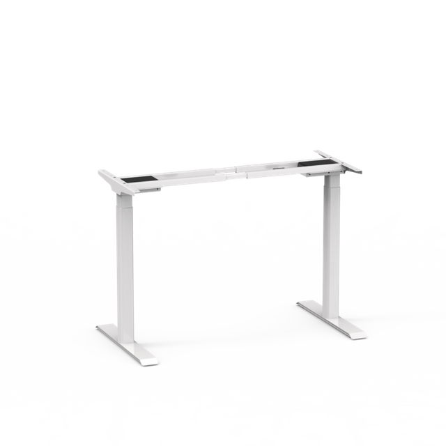 The 2UF2 height-adjustable electric desk frame in a clean white finish, shown against a neutral studio background.