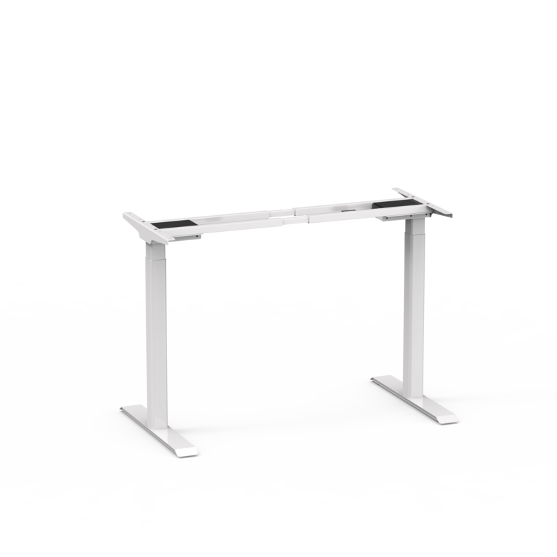 The 2UF2 height-adjustable electric desk frame in a clean white finish, shown against a neutral studio background.