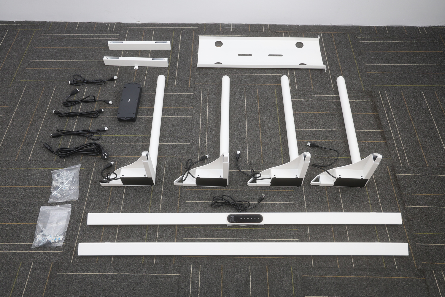All height-adjustable desk leg components
