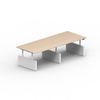 Natural Wood Desktop & White Frame | Ergonomic Standing Conference Table for 6-12 People