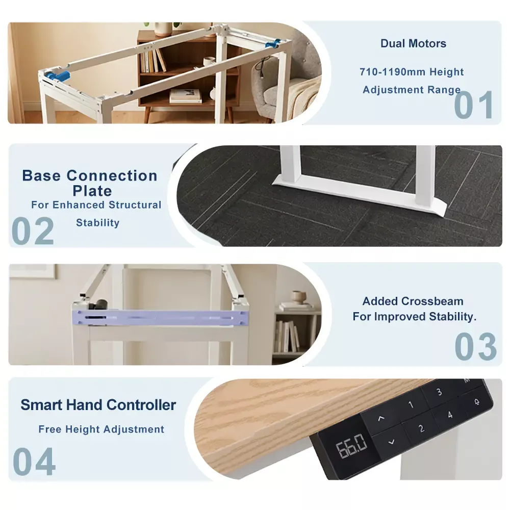 Feature image: 4SBERF2 standing desk frame with dual motors and reinforced crossbeam