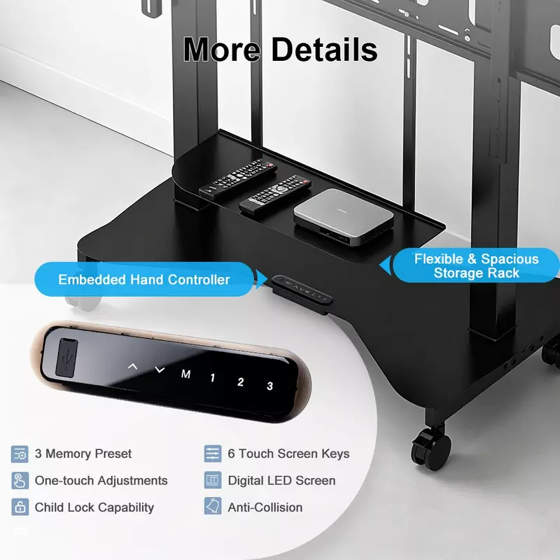 2YDTV(E) motorized TV lift stand smart controller more details 