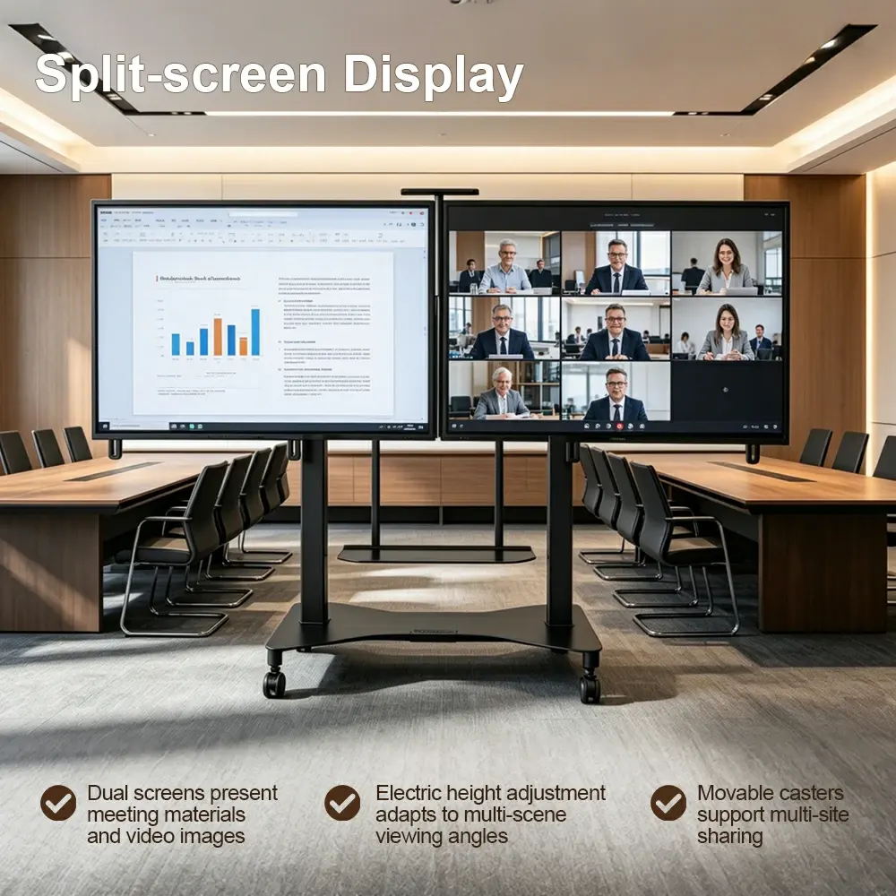 NATE 2YDTV(E) split-screen display stand for meeting rooms
