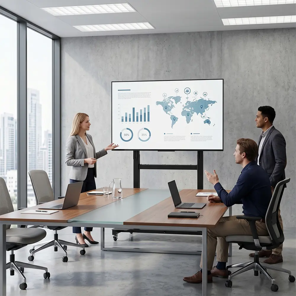 NATE 2SYDTV(A) mobile TV lift stand for meeting rooms