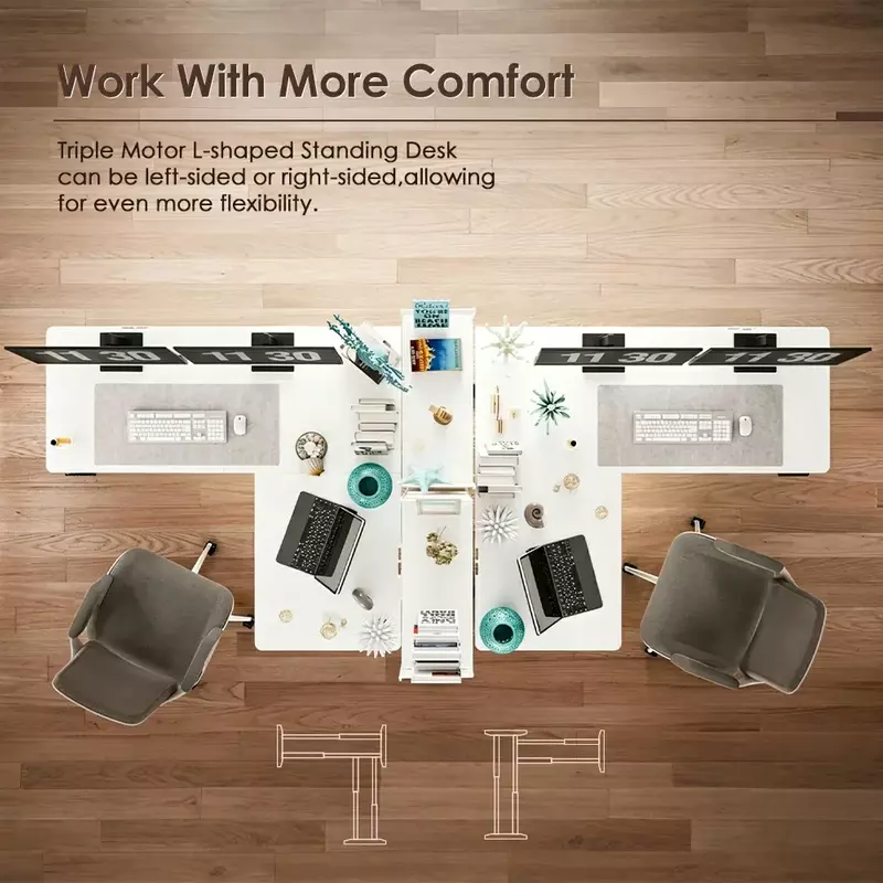 3JRF2 L-shaped standing desk frame for left or right sided workstation