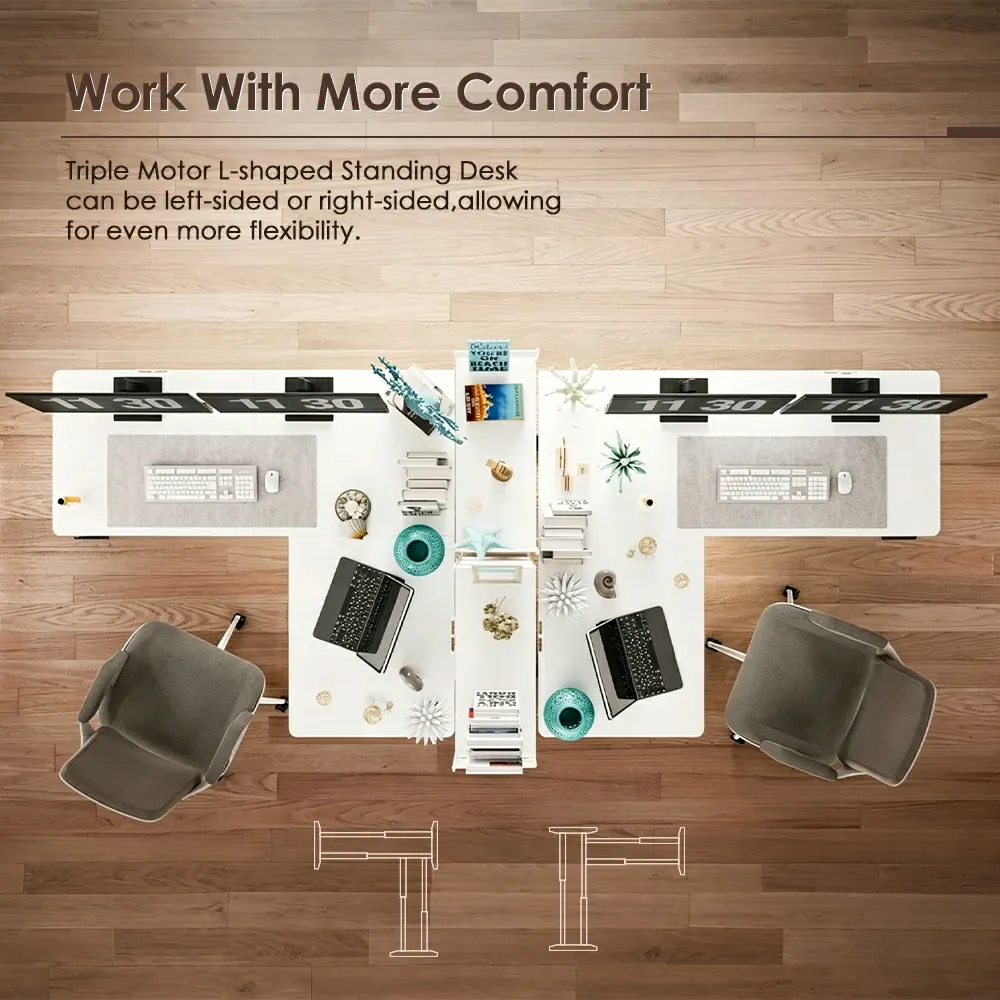 3JRF2 L-shaped standing desk frame for left or right sided workstation