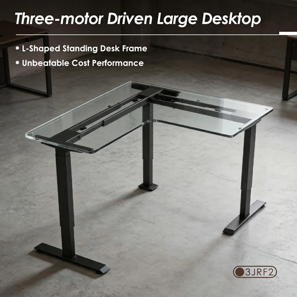 NATE 3JRF2 three-motor L-shaped standing desk frame