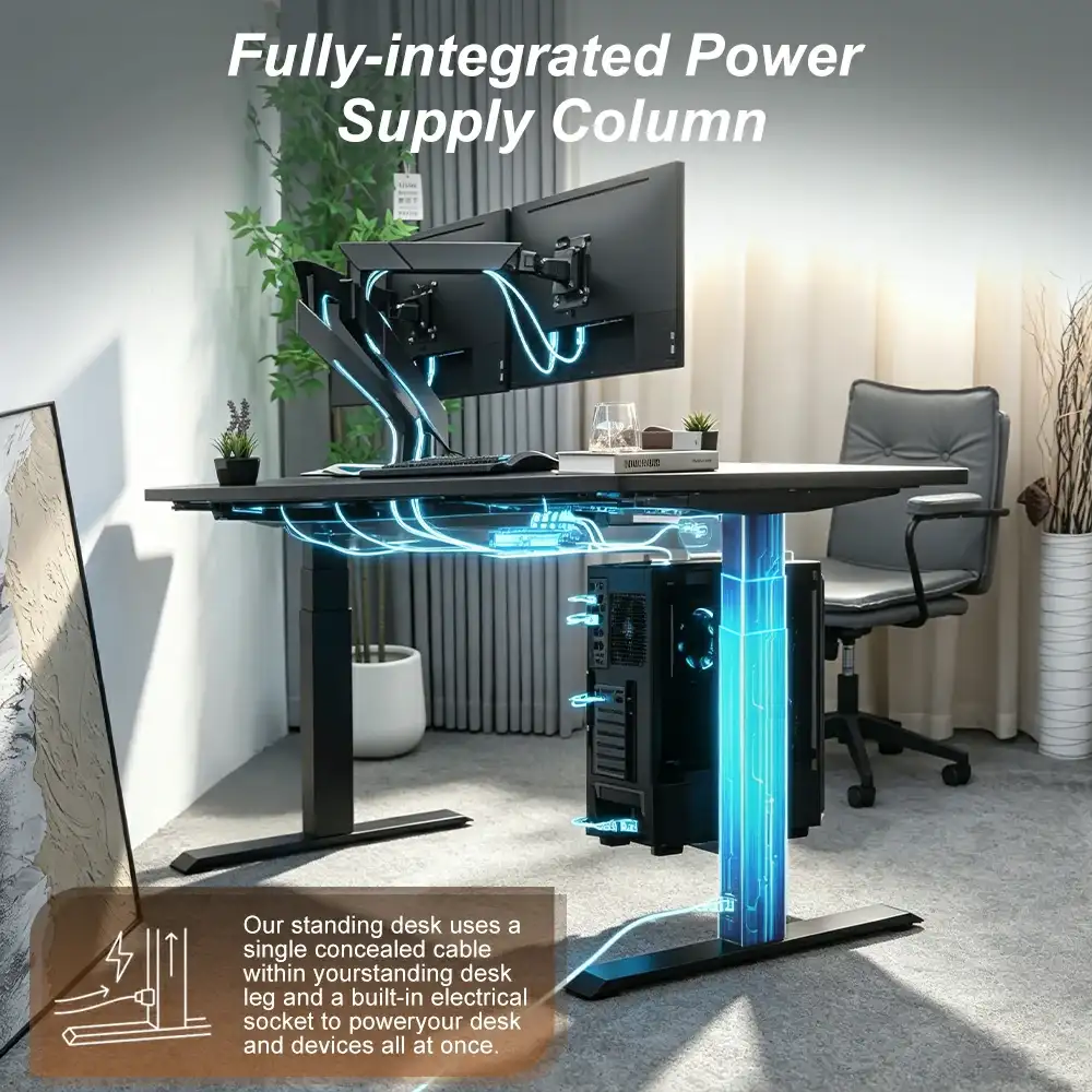 Fully Integrated Power Column-Fewer hanging cables. More usable workspace.
