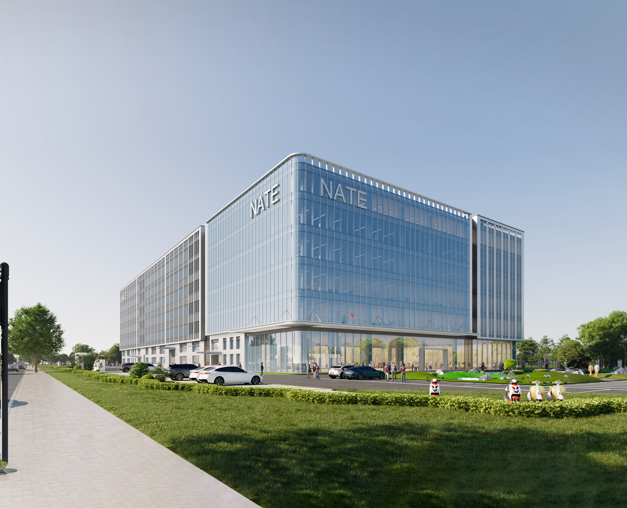 NATE 55,000㎡ smart factory daytime rendering