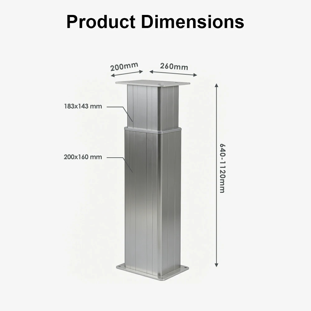 AD-VA2 lifting column product dimensions 640-1120mm