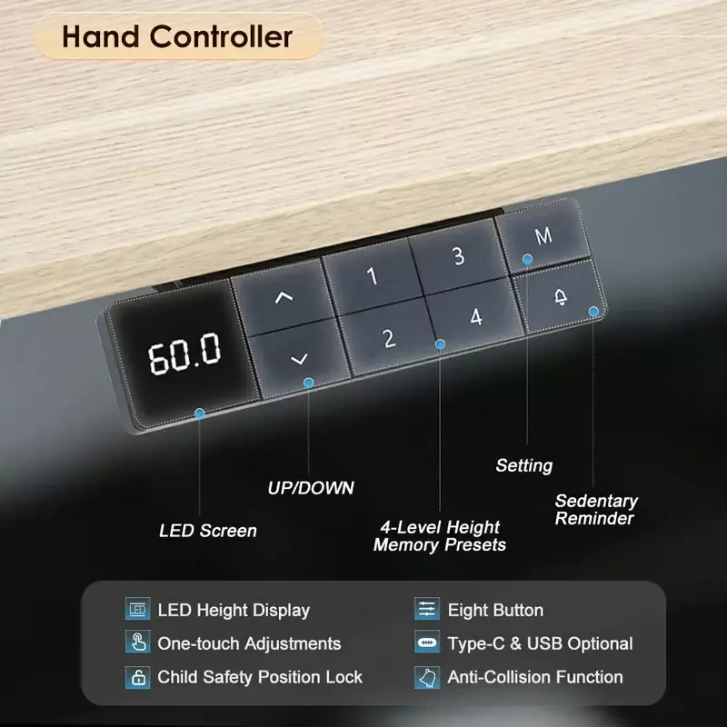 2JRF2 dual motor standing desk frame product smart handset