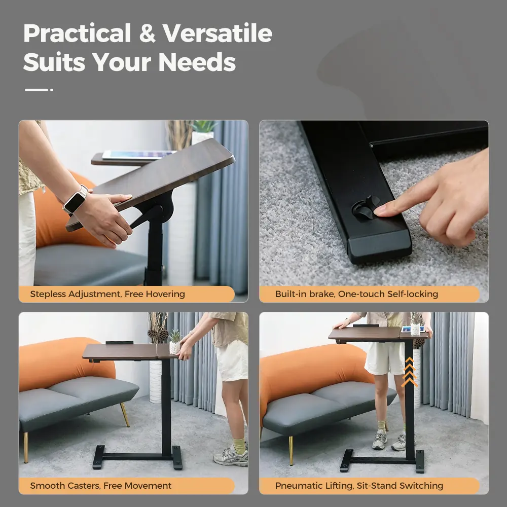 GT-SR-65-B-D pneumatic table with stepless height adjustment and swivel casters
