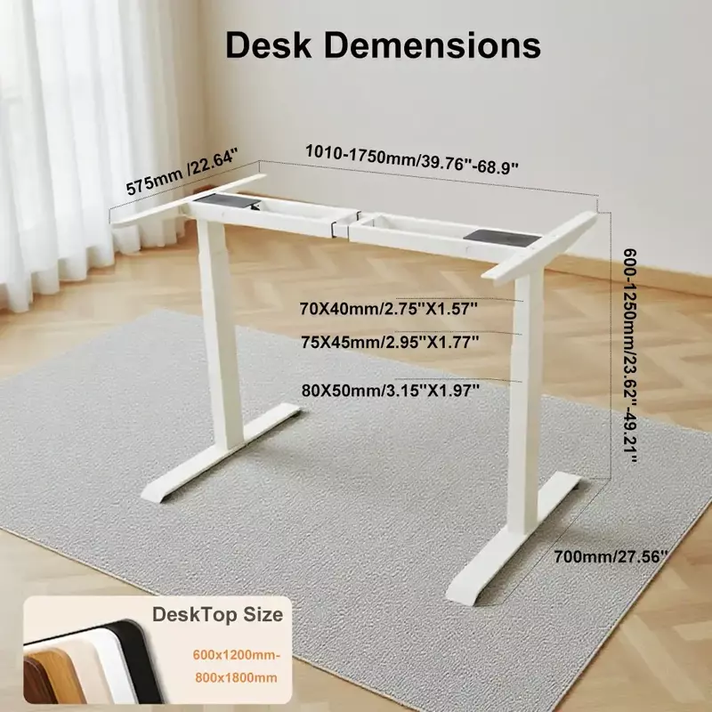 NT33-2AF3 standing desk frame dimensions