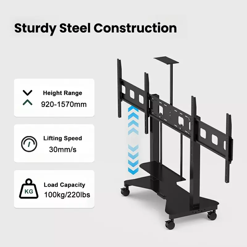 2YDTV(E) motorized TV lift stand with sturdy steel construction