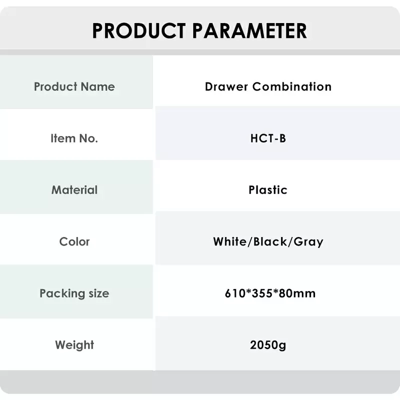NATE HCT-B Desk Drawer Combination product specifications