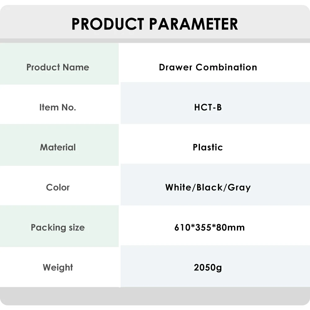 NATE HCT-B Desk Drawer Combination product specifications