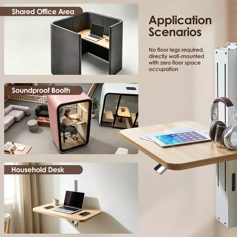 Wall mounted height adjustable workstation for shared office area
