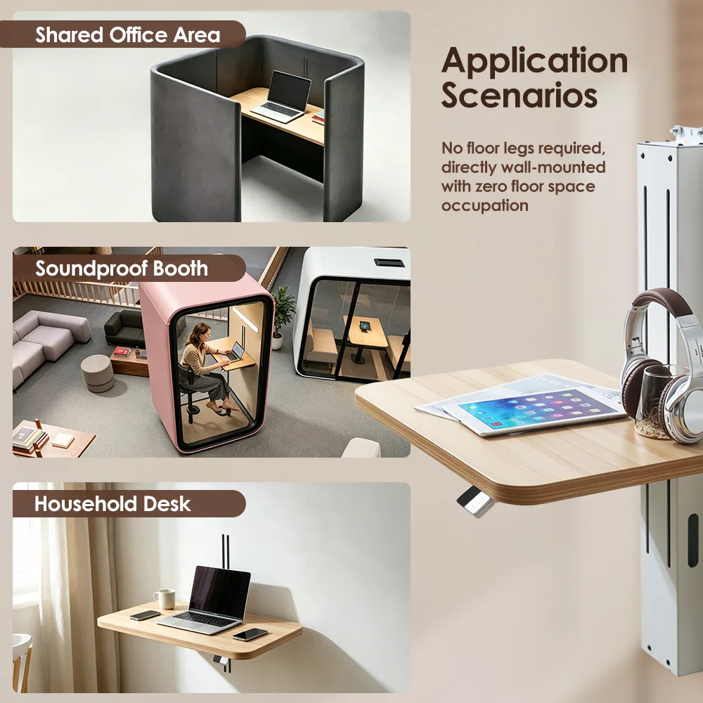 Wall mounted height adjustable workstation for shared office area
