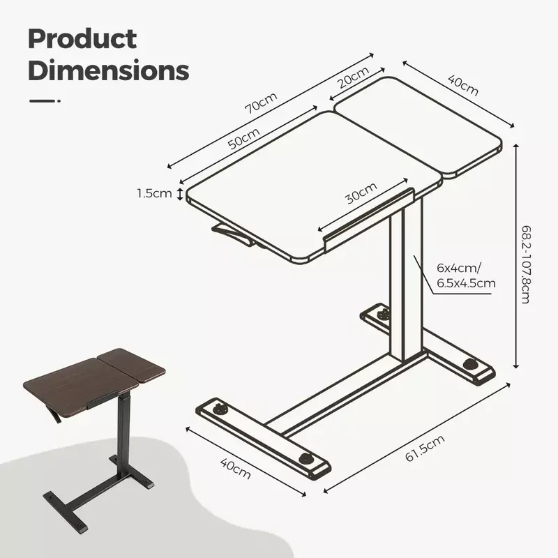 GT-SR-65-B-D mobile pneumatic table dimensions and height range