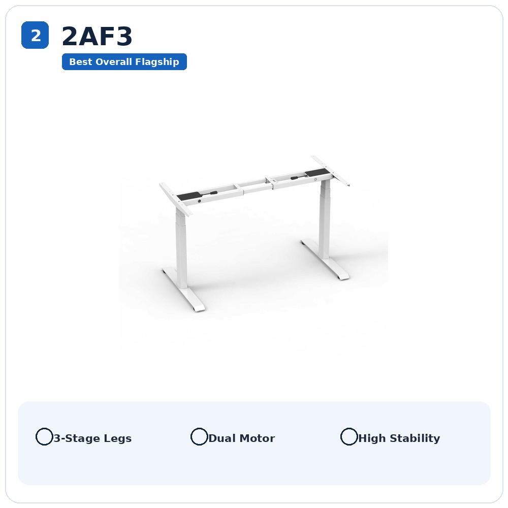 2AF3 dual motor 3-stage standing desk frame for B2B and OEM projects