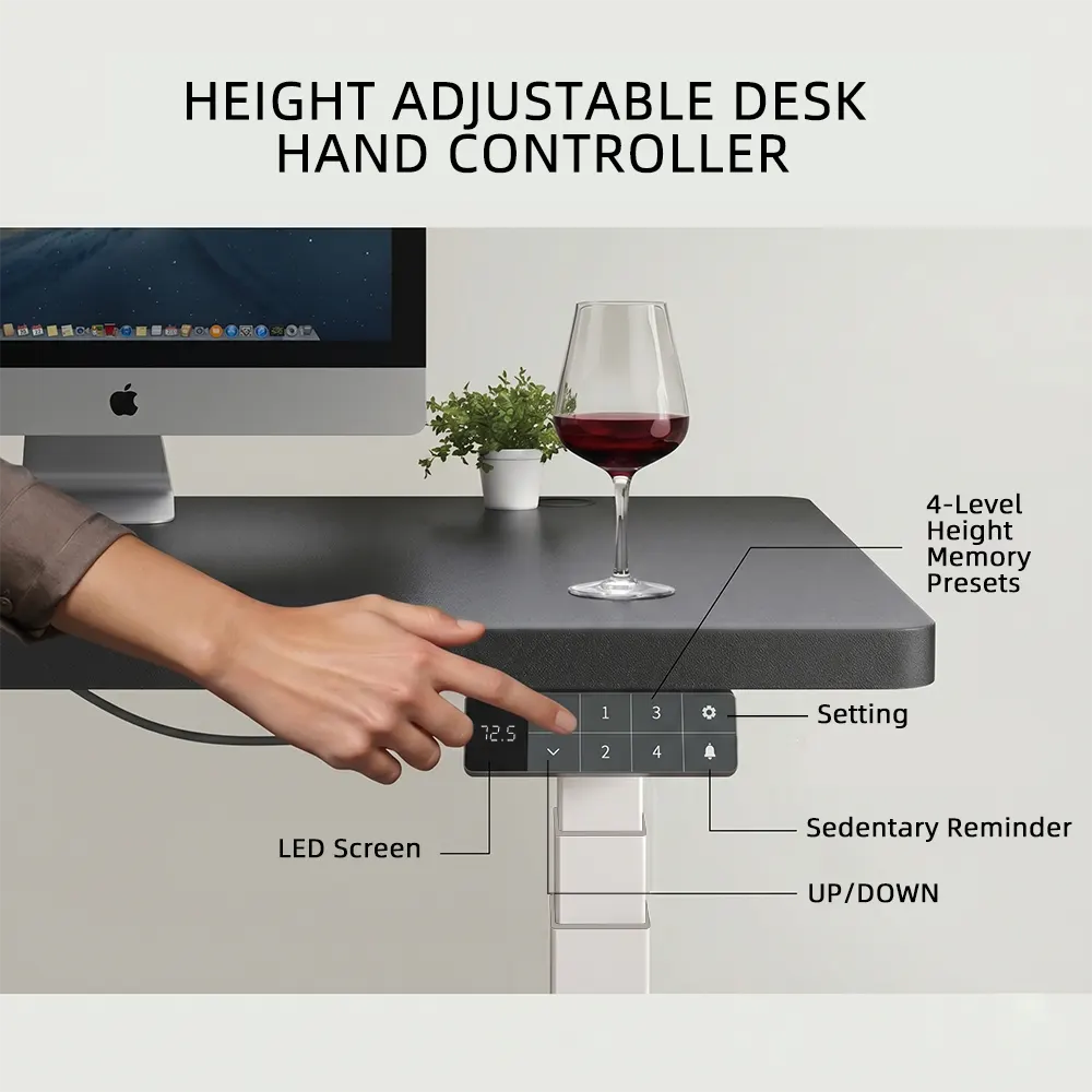 Height adjustable desk hand controller with memory presets