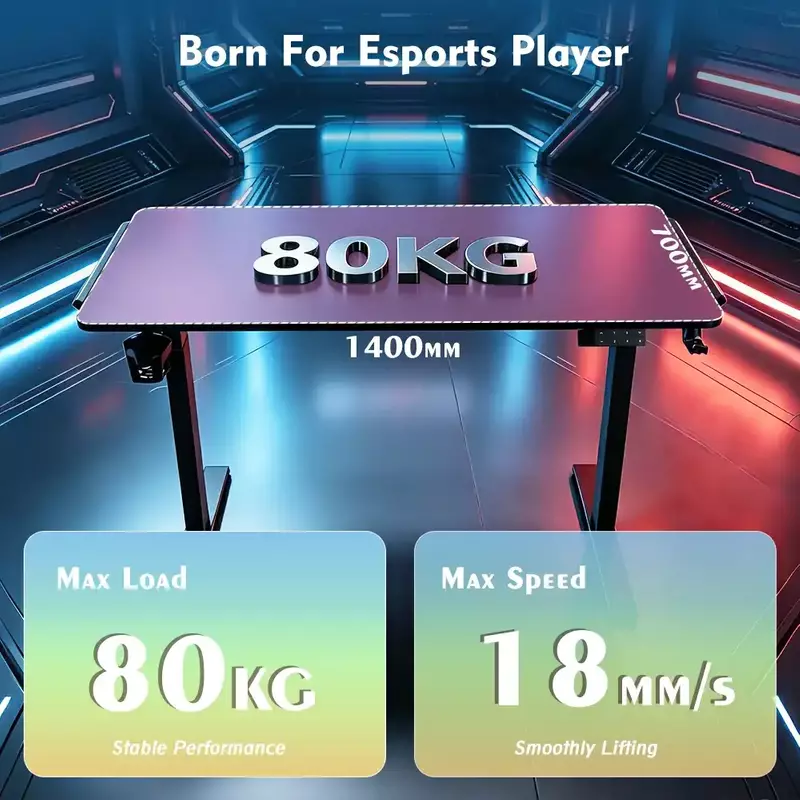 2SACRF2 gaming standing desk with 80 kg load capacity