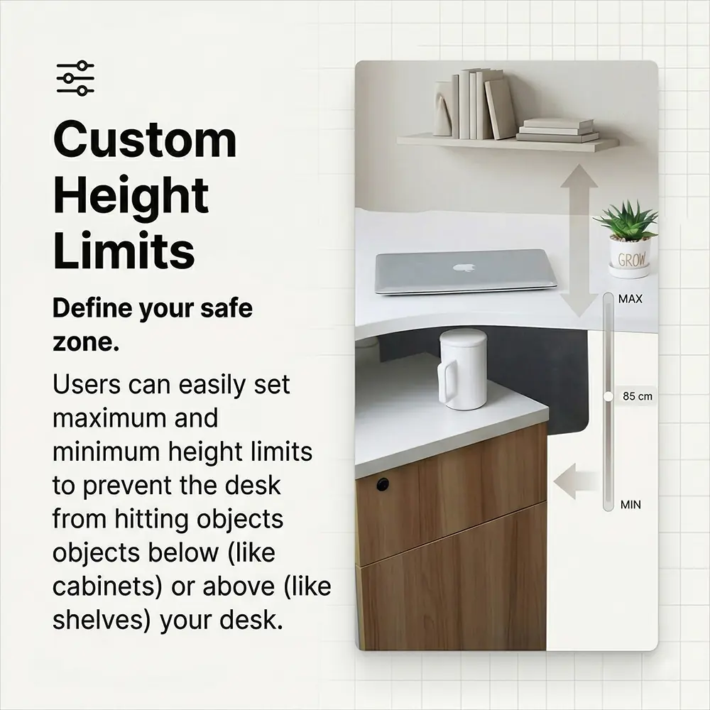 NATE standing desk custom height limits function