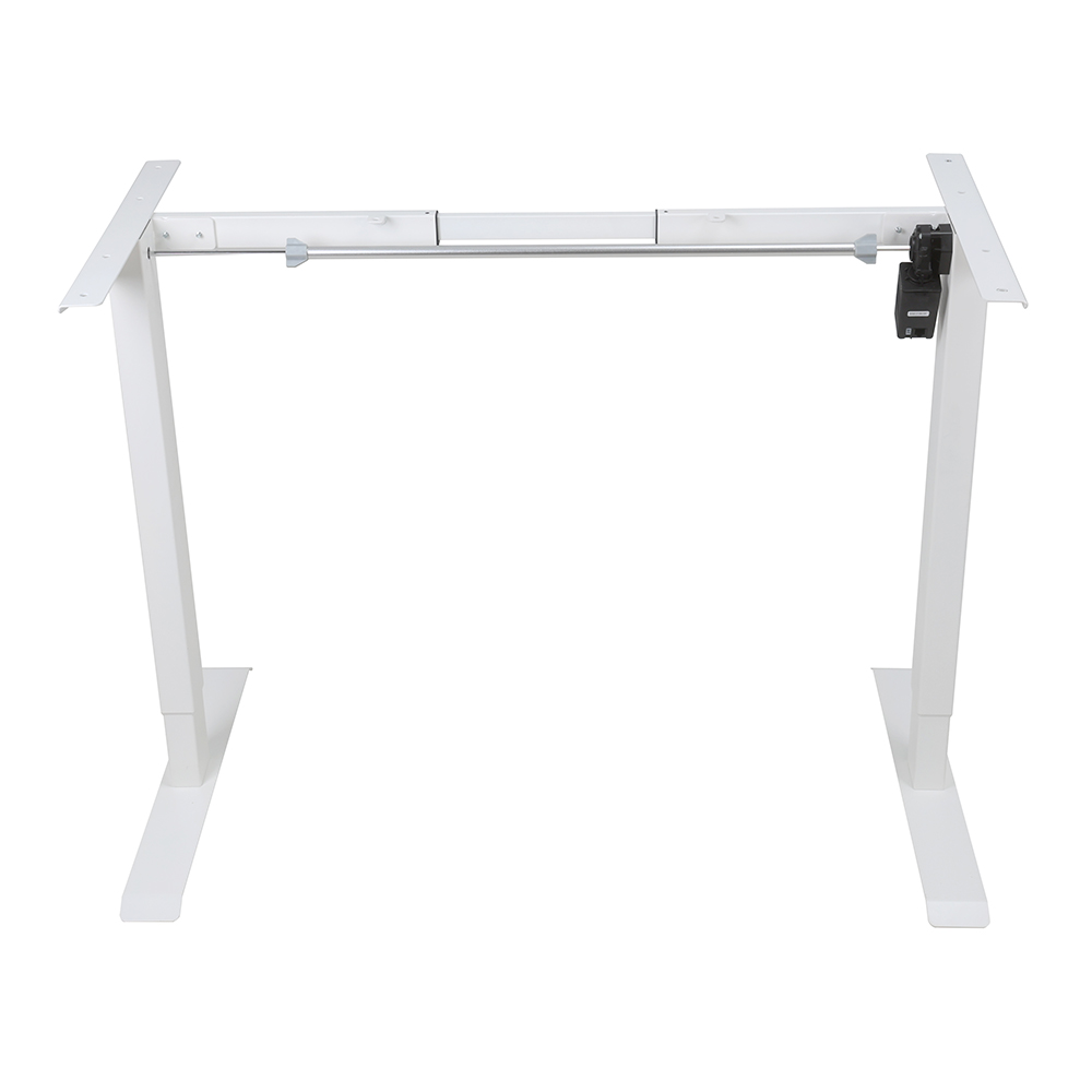 White electric standing desk frame 2SABRF2(A) front view with brushless single motor and 2-stage columns.