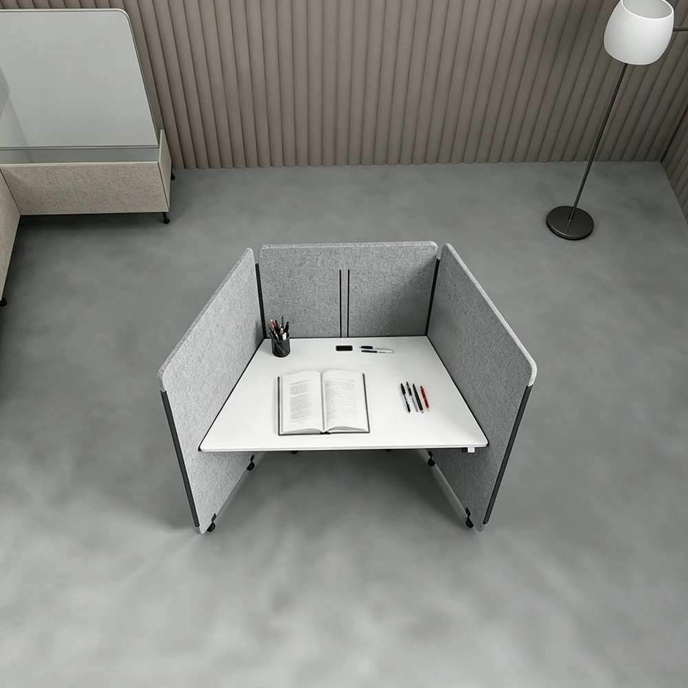 Embedded lifting column for mobile partition workstation