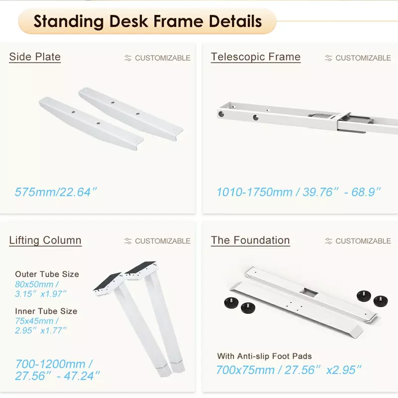 2JRF2 dual motor standing desk frame Standing Desk Frame Details