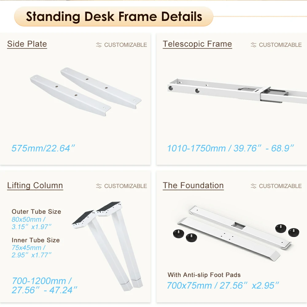 2JRF2 dual motor standing desk frame Standing Desk Frame Details