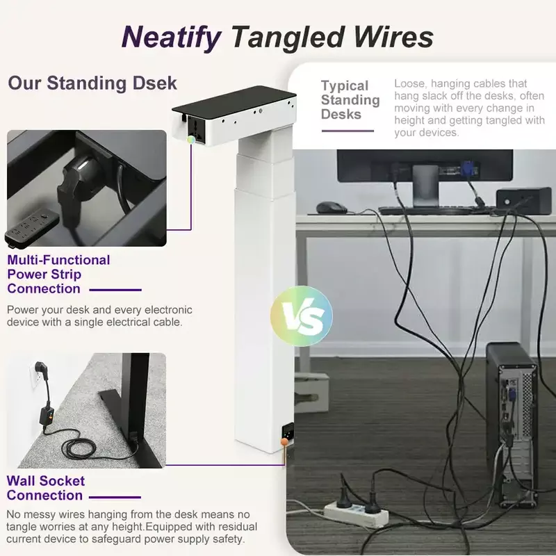 Integrated cable management gaming desk with concealed wiring