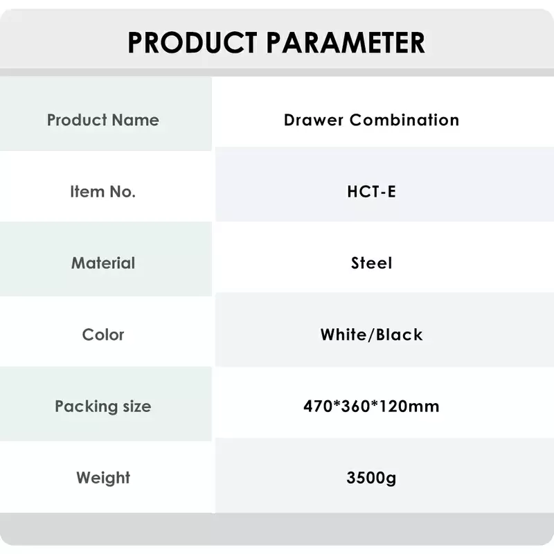 NATE HCT-E Desk Drawer Combination product specifications