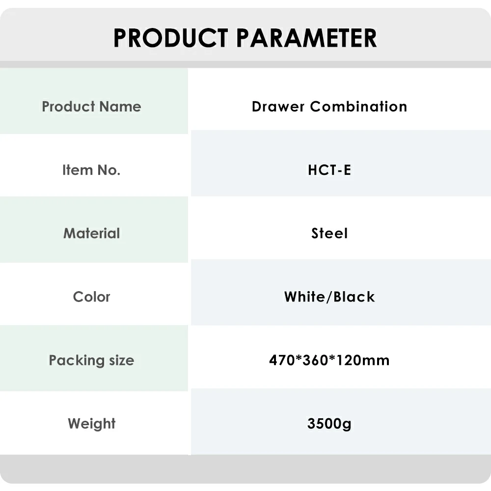 NATE HCT-E Desk Drawer Combination product specifications