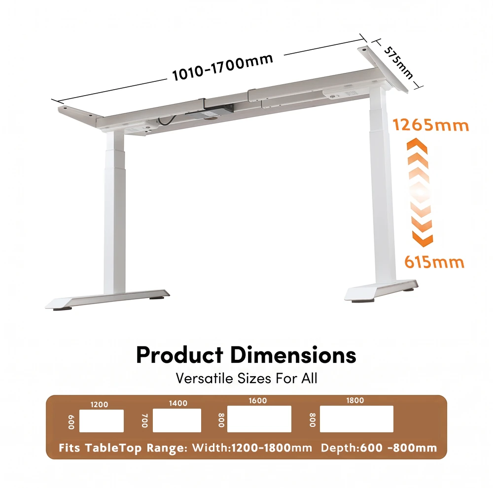 NT33-2AF3-KZF1 standing desk frame dimensions